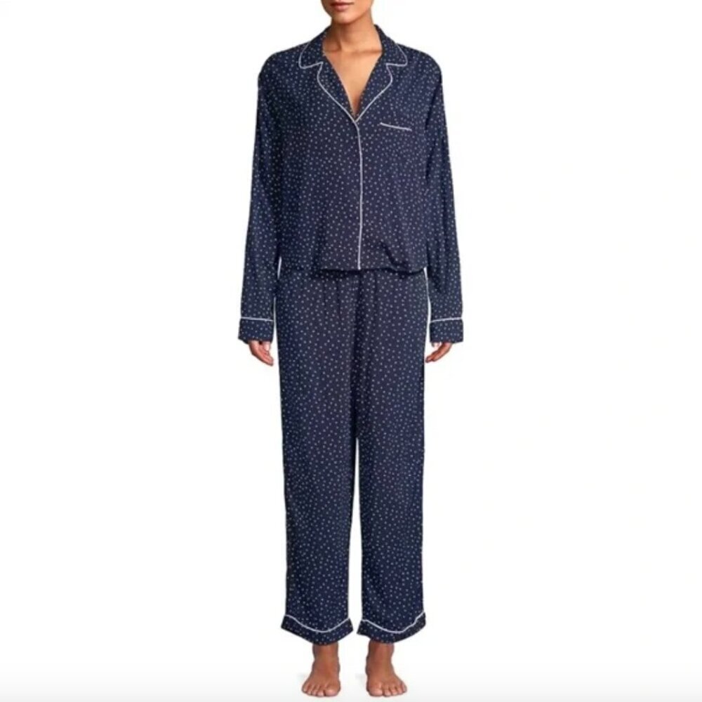 Rails Pajamas Set 2 Piece Long Sleeve Top & Pants Mini Hearts Navy Blue Small